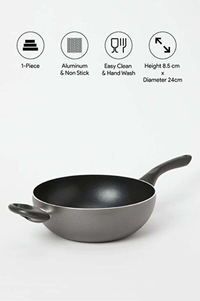 REDTAG Black Aluminum Non Stick Wok Pan (24Cm)