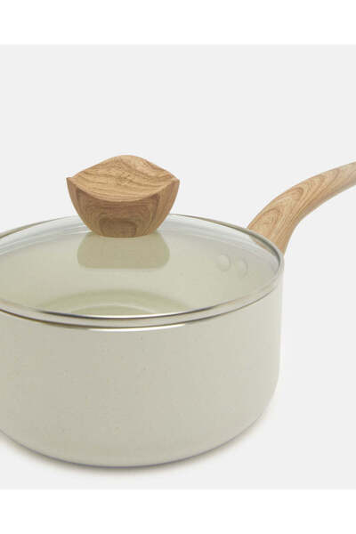 REDTAG Beige Aluminum Non Stick Saucepan With Glass Lid (18Cm)