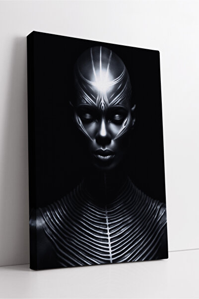 KOSS Dijital Γυναικείο πορτρέτο με μεταλλικό σχέδιο Φουτουριστική τέχνη με υφ...