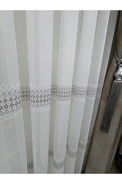 NİVEMESHOME 2075 Melody V-Grey 1/3 Pleated Bamboo Tulle Curtain