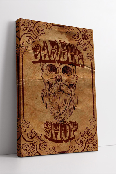 KOSS Dijital Vintage Skull and Beard Design Barber Shop Retro Wall Art Canvas...