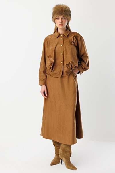 Ghisa Embossed Piece Detailed Shirt Skirt Set