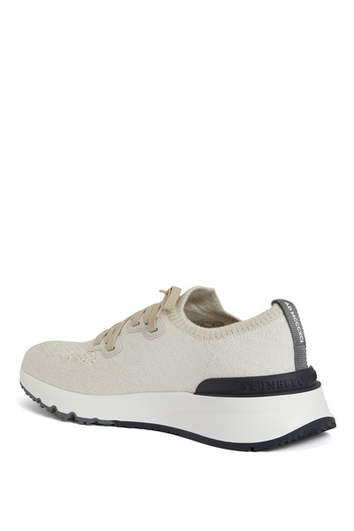 Brunello Cucinelli Ekru Çorap Formlu Erkek Sneaker