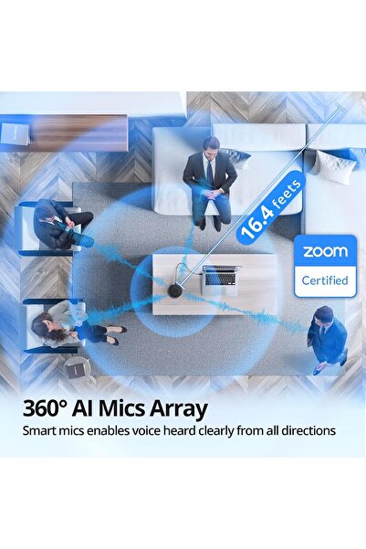 eMeet M1A USB Speakerphone - Zoom Certified, AI Mics, 360° Voice Pickup, USB-C Plug & Play