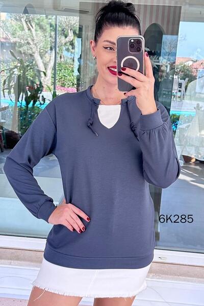 İnce Topuk Collar Detail Modal Sweatshirt 6K285