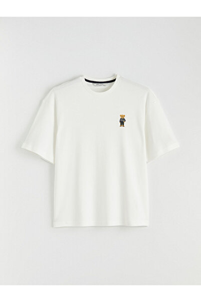 LC Waikiki New Season Crew Neck Bear Teddy Printed Men's T-Shirt