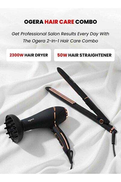 Ogera 2-in-1 Hair Care Combo – OG2901HDS (2300W Hair Dryer + 50W Ceramic Straightener) - Black & R