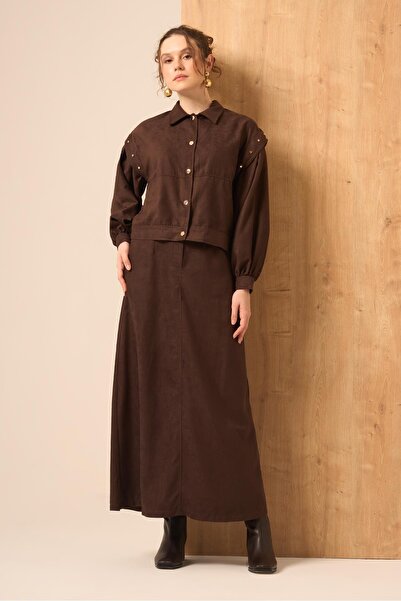 FTZ WOMEN Women's Suede Suit Brown 31238