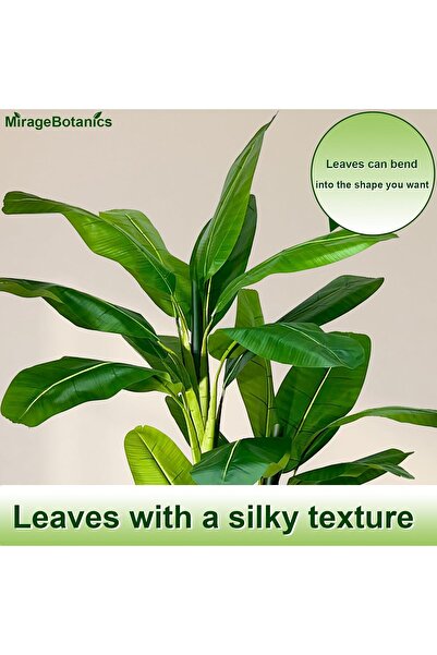 MirageBotanics 7ft Fake Banana Tree Artificial Leaf Plant with Black UV Planter