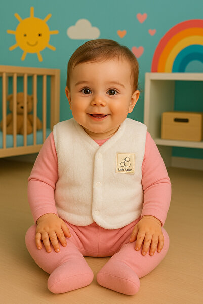 İME TİCARET Unisex Baby Winter White Plush Vest