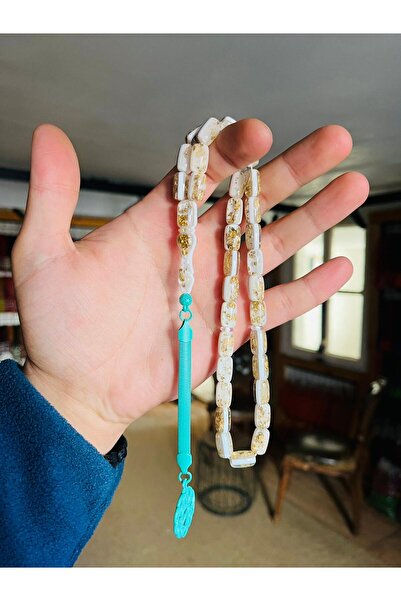 TTS TÜRK TESBİH SANATI Gold Particle Rosary, Gold Leaf Rosary