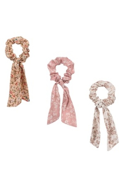 OEM Elastice Par cu Coada Roz Ecru Nude Floral - 3buc