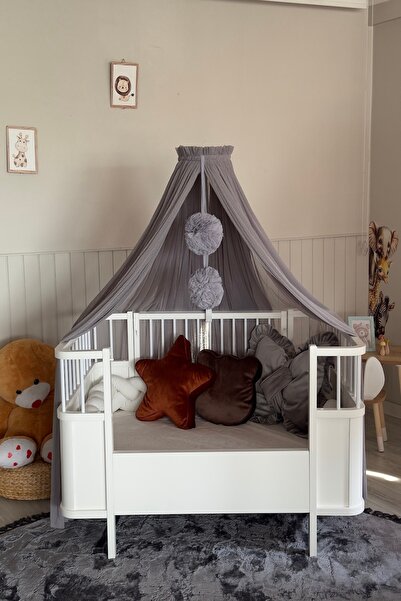 Miniden Gri Puantiyeli Aparatlı Beşik Cibinliği