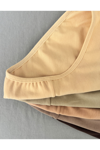 ALYA UNDERWEAR Girl - Waitress Cotton Fabric Slip Panties - Pack of 5, Beige Tones