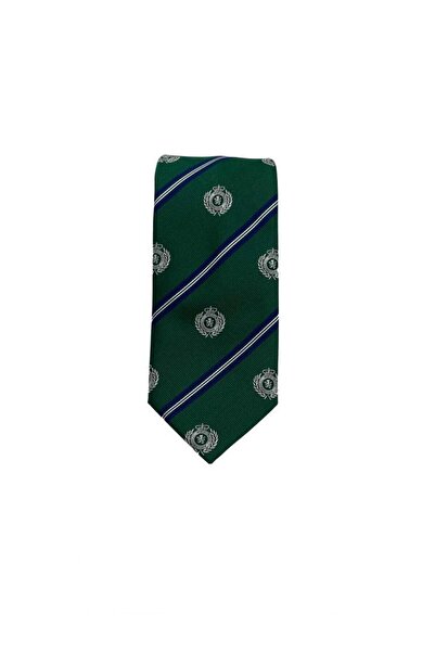 Brianze 8 cm Green Navy Blue Striped Coat of Arms Patterned Tie