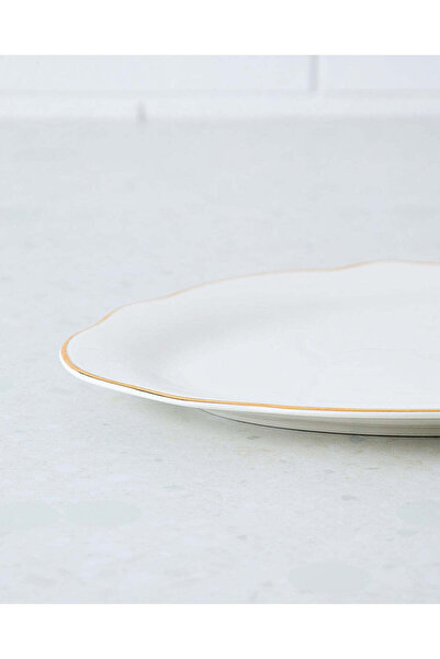 REDTAG White Oval Platter With Gold Rim