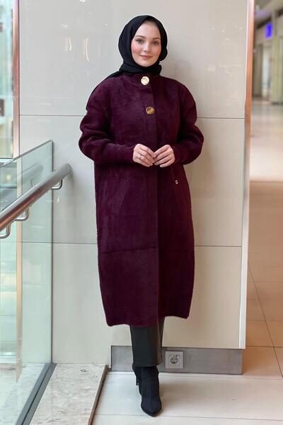 Ghisa Large Button Accent Piece Angra Coat with Front Snaps