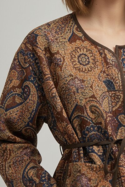 Soul Γυναικείο κοντό μπουφάν με σχέδιο με ζώνη -32447CKT - ΚΑΦΕ