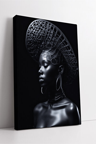 KOSS Dijital Portret de femeie afro cu pălărie geometrică, estetică digitală,...