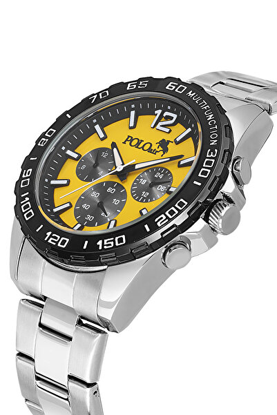 Polo Air Sports Men's Wristwatch Silver Yellow Black Pl-7046E5X