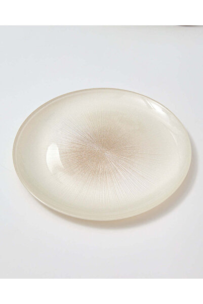 REDTAG Cream And Gold Embellished Glass Dinner Plate