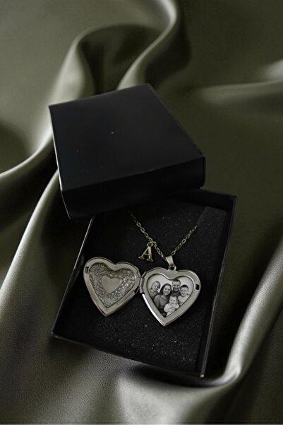 Lorvia Kişiye Özel Harfli Açılabilir Kalp Locket Kolye Resimlikli Kapaklı Kal...