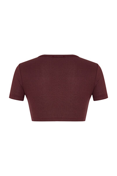 AQUELLA Maysa Bordo Ribbed Knit Bodysuit