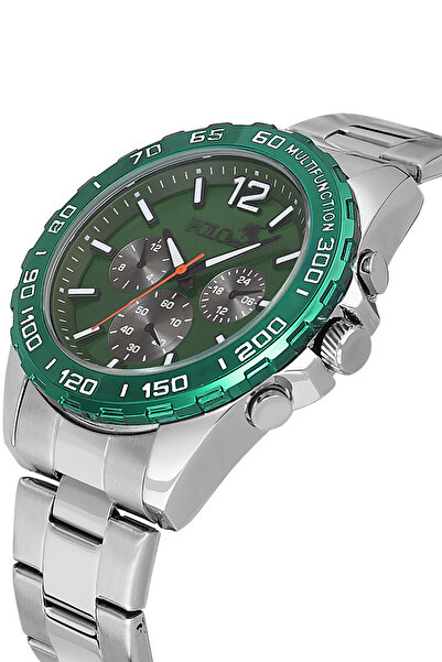 Polo Air Sports Men's Wristwatch Silver Green Color Pl-7046E3X
