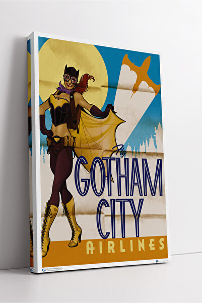 KOSS Dijital Pictură pe pânză în stil retro Batgirl Gotham City Airlines Decor modern de perete tematic DC Comics