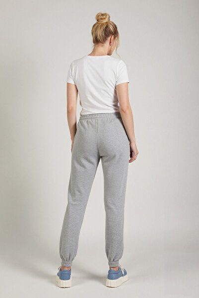armonika Women's Gray Elastic Waist and Cuffs with Pockets Inside Fleece-Lined Sweatpants Arm-26K001063
