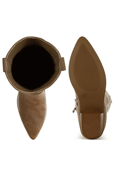 london Rag Women Embroidery Detail Cowboy Boots in Beige