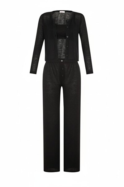 AQUELLA Betsy black 3-piece pajama set