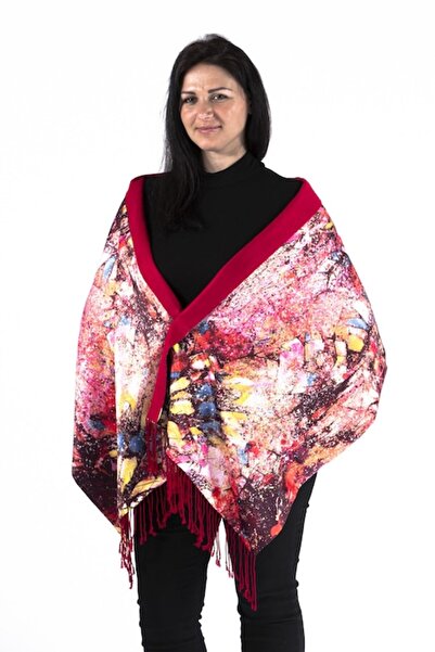 L-line fashion Women's shawl, multicolor rainbow, silk paint-print, lined with cashmere, abstract, 190x50 cm