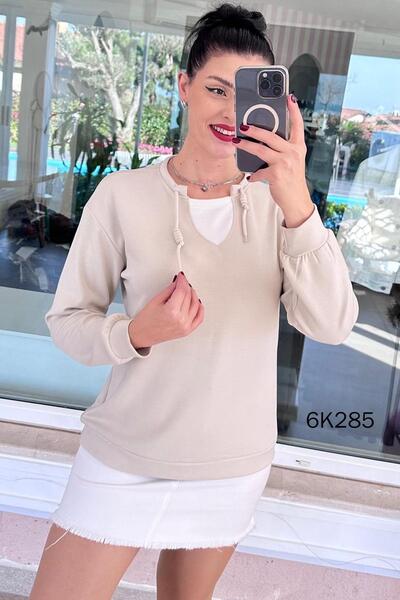 İnce Topuk Collar Detail Modal Sweatshirt 6K285