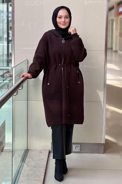 Ghisa Hooded Mid-Length Coat with Waist Stopper