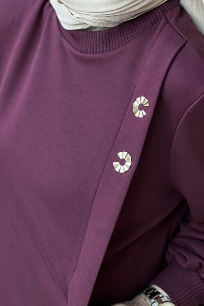 Nuss Asymmetrical Zipper Detailed Tunic Trouser Set