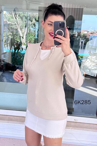 İnce Topuk Collar Detail Modal Sweatshirt 6K285