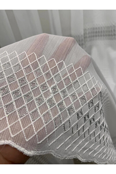 NİVEMESHOME 2075 Melody V-Grey 1/3 Pleated Bamboo Tulle Curtain