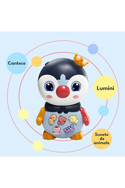 RCO Interactive musical toy with functions and lights, Cheerful Penguin, 15x9.5 cm, +12 months