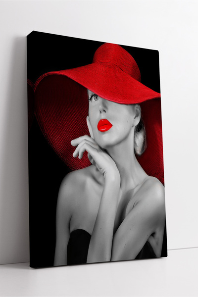 KOSS Dijital Πορτρέτο γυναίκας με κόκκινο καπέλο Σοφιστική μοντέρνα αισθητική...