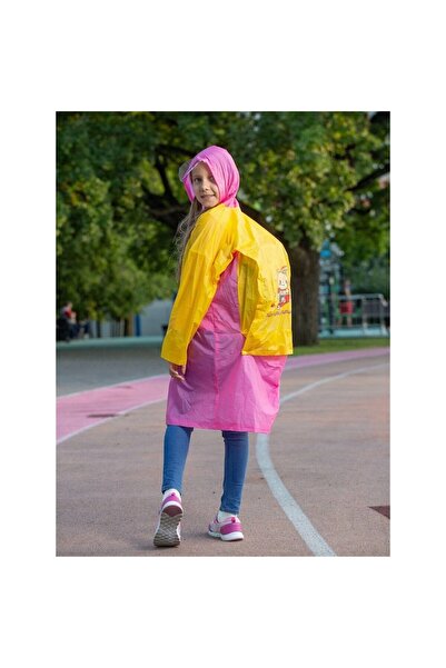 FORHOUSE Girls' Rain Poncho, Size XXL, Yellow-Pink