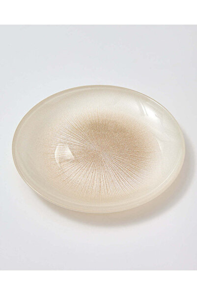 REDTAG Cream And Gold Embellished Glass Side Plate