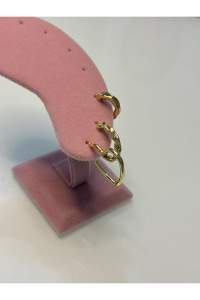 Harlofia Jewelry طقم أقراط ذهبية على شكل قلب مكون من 3 قطع