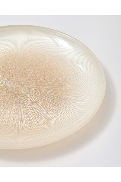 REDTAG Cream And Gold Embellished Glass Side Plate