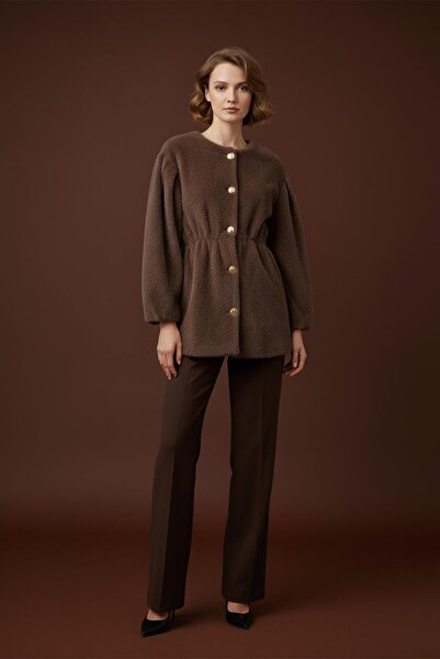 Loreen Γυναικείο παλτό με λεπτομέρεια μέσης με κουμπιά μπροστά -20723KBN - ΚΑΦΕ