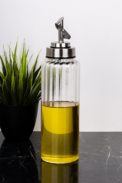 dnshome 1 Adet Çizgi Model Cam Yağlık Şişesi Kilit Başlıklı Etiket Hediyeli Y...