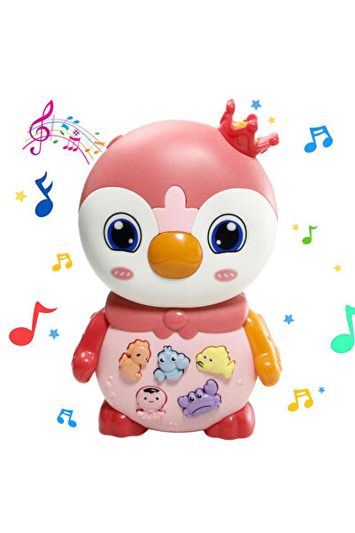 RCO Interactive musical toy with functions and lights, Pink Penguin, 15x9.5 cm, +12 months