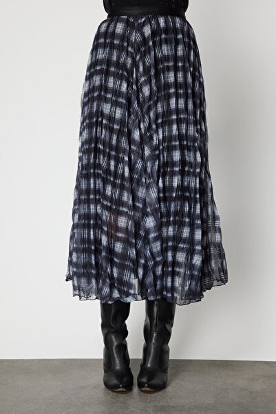 ON Plaid Pleated Maxi Skirt