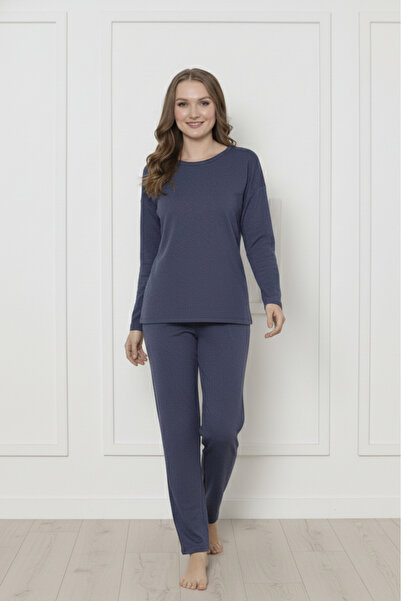 Farya Home Thick Winter 2 Thread Sh Fleece-Lined Long Sleeve Knitted Pajamas Set