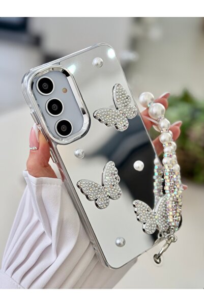 Go Aksesuar Galaxy S20Fe Compatible 3D Mirrored Charm Butterfly Toy Silicone Case